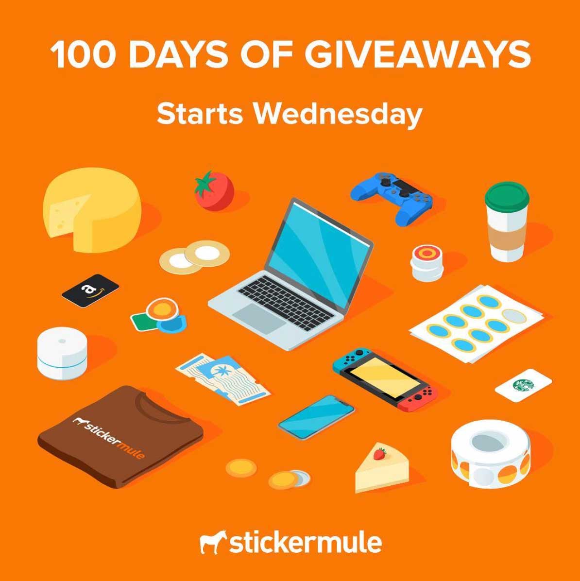 100 days of giveaways graphic